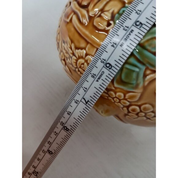 Vintage 70s Tea Time Porcelain Tea Pot Gold Embossed With Wire Handle Japan - Picture 11 of 13